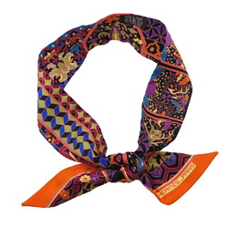 HERMES Twilly Collections Imperiales Scarf Muffler Orange Women's