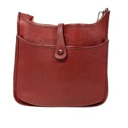 HERMES Evelyn 2 Taurillon Clemence Shoulder Bag Red Women's