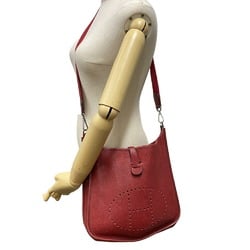 HERMES Evelyn 2 Taurillon Clemence Shoulder Bag Red Women's