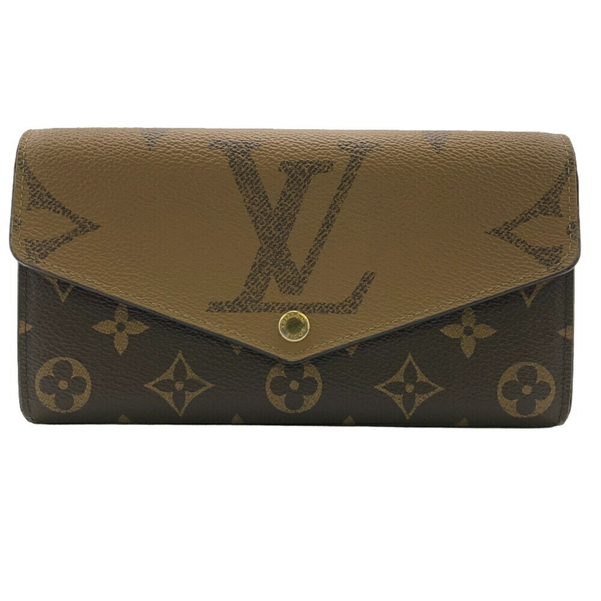 LOUIS VUITTON M80726 Portefeuille Sarah Giant Monogram Reverse Long Wallet Brown Women's