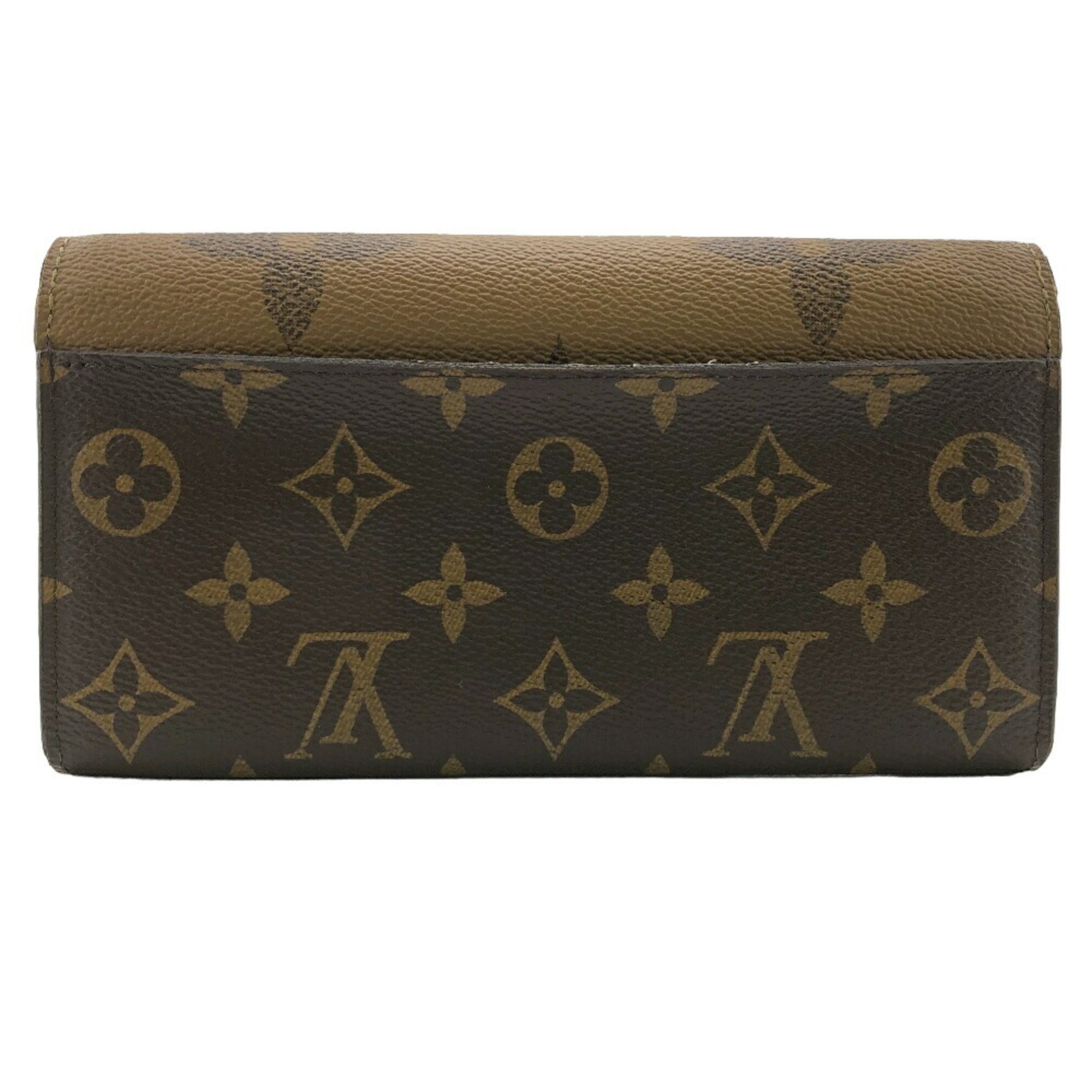 LOUIS VUITTON M80726 Portefeuille Sarah Giant Monogram Reverse Long Wallet Brown Women's