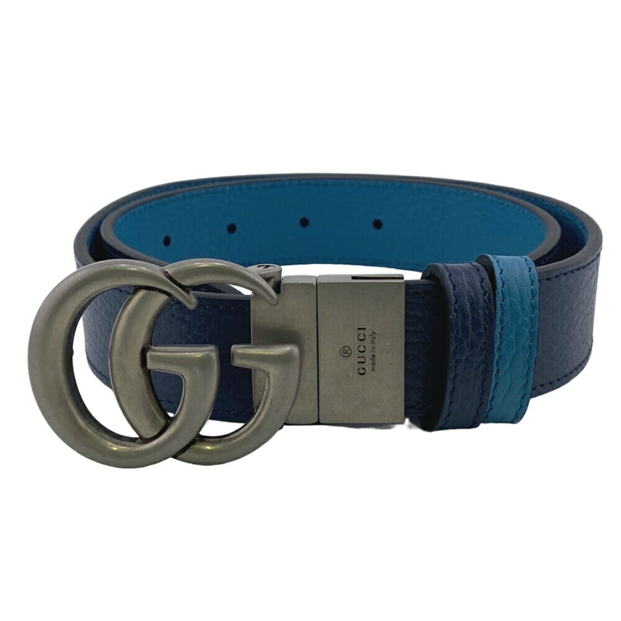 GUCCI 643847 70 28 GG Marmont Belt Navy Unisex