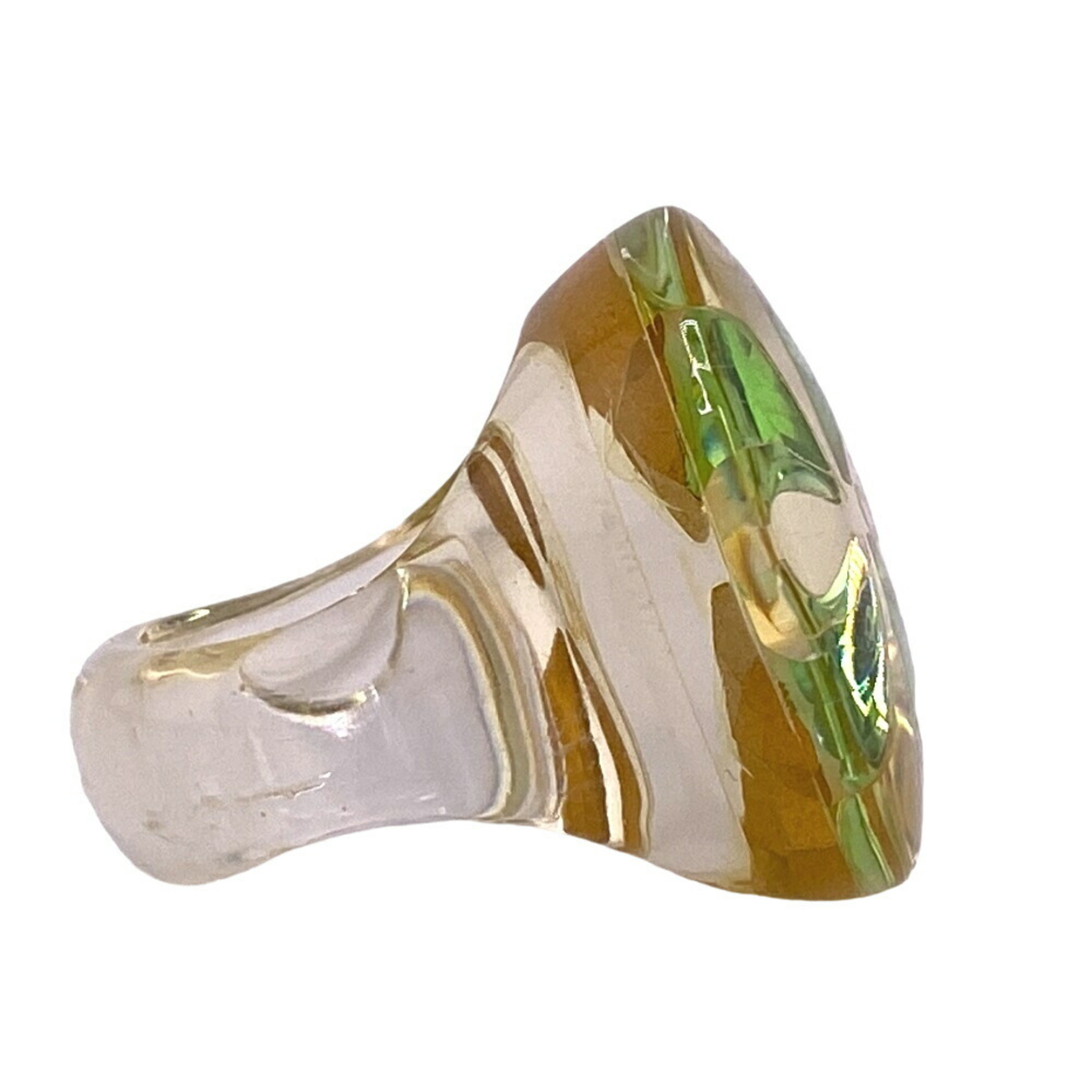 CHANEL Clover Resin Ring, Green, Women's