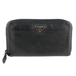 PRADA Prada Round Triangle Long Wallet Black Unisex