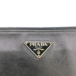 PRADA Prada Round Triangle Long Wallet Black Unisex