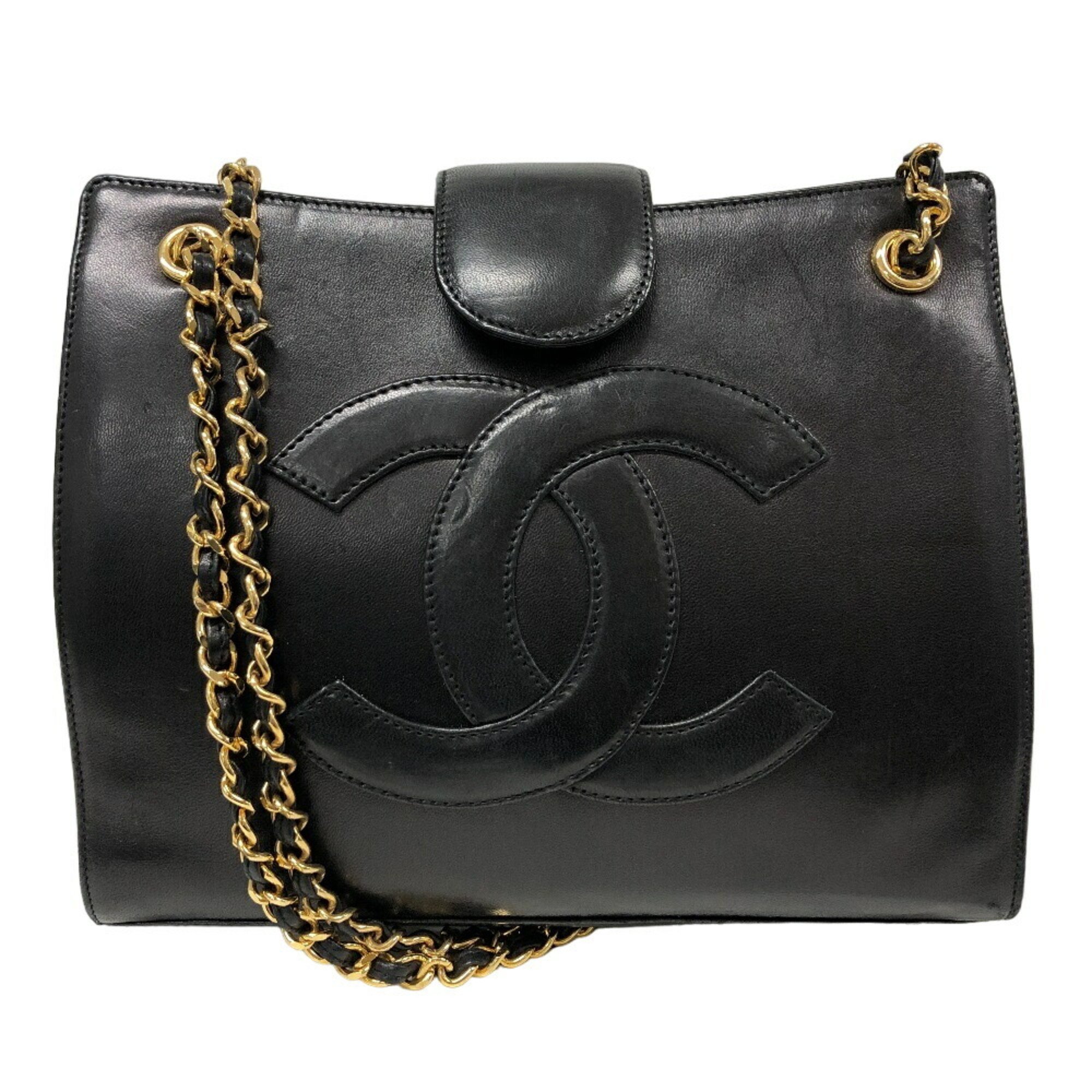 CHANEL Chain Shoulder Coco Mark Bag Black Women's