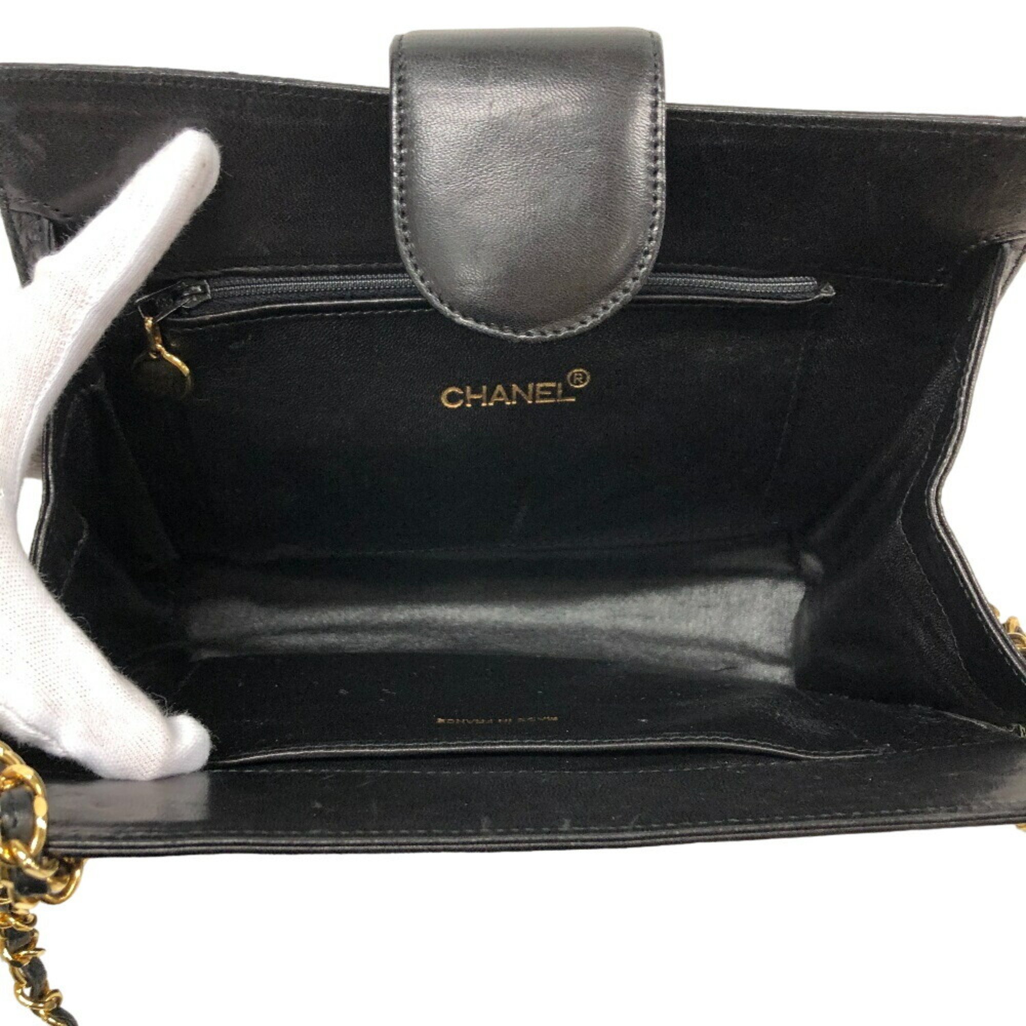 CHANEL Chain Shoulder Coco Mark Bag Black Women's