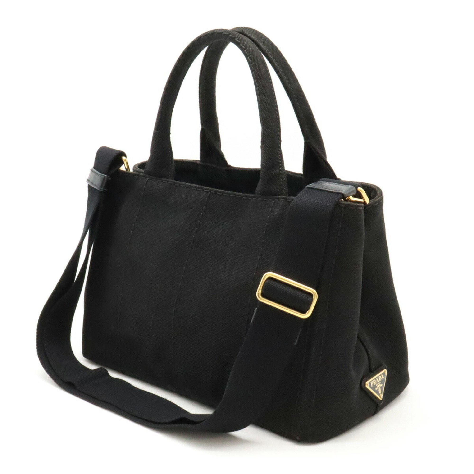 PRADA CANAPA Tote Bag Shoulder Canvas NERO Black 1BG439