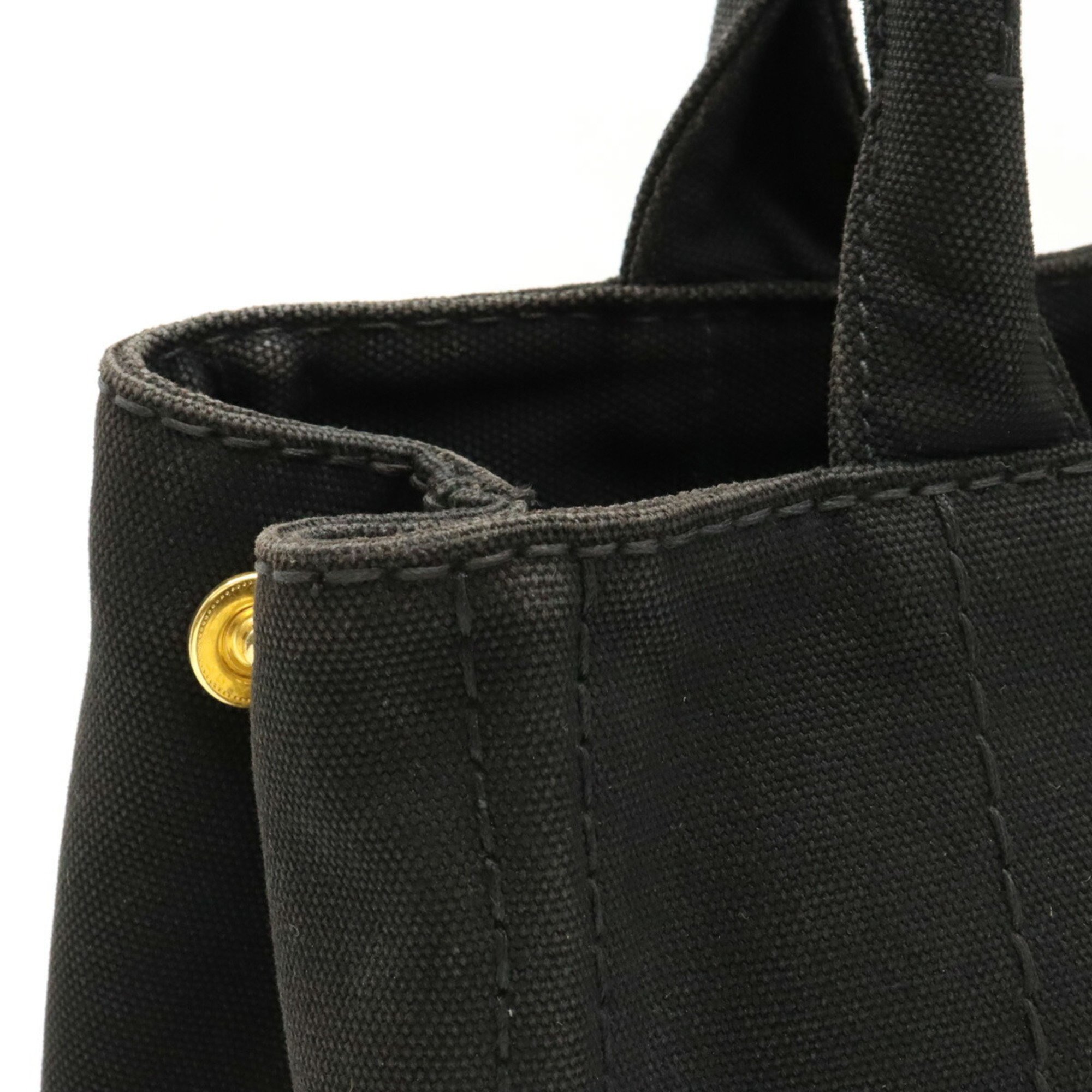 PRADA CANAPA Tote Bag Shoulder Canvas NERO Black 1BG439