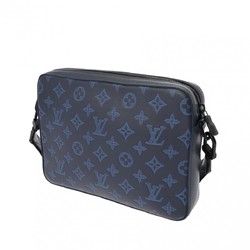 LOUIS VUITTON Monogram Shadow Duo Blue Gray M45730 Men's Leather Shoulder Bag