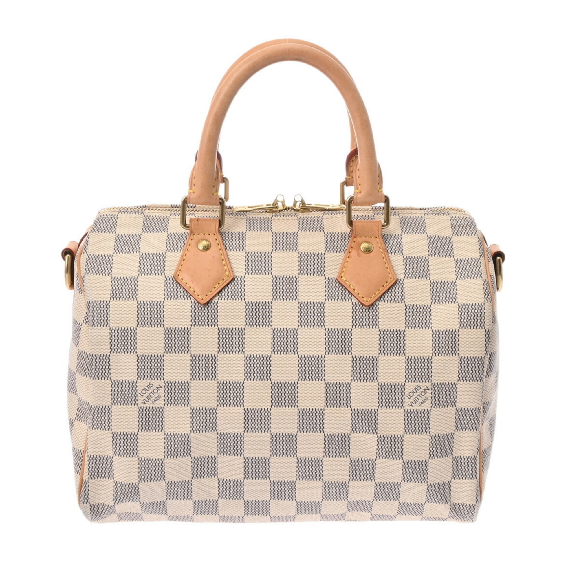 LOUIS VUITTON Damier Azur Speedy Bandouliere 25 White N40608 Women's Canvas Handbag