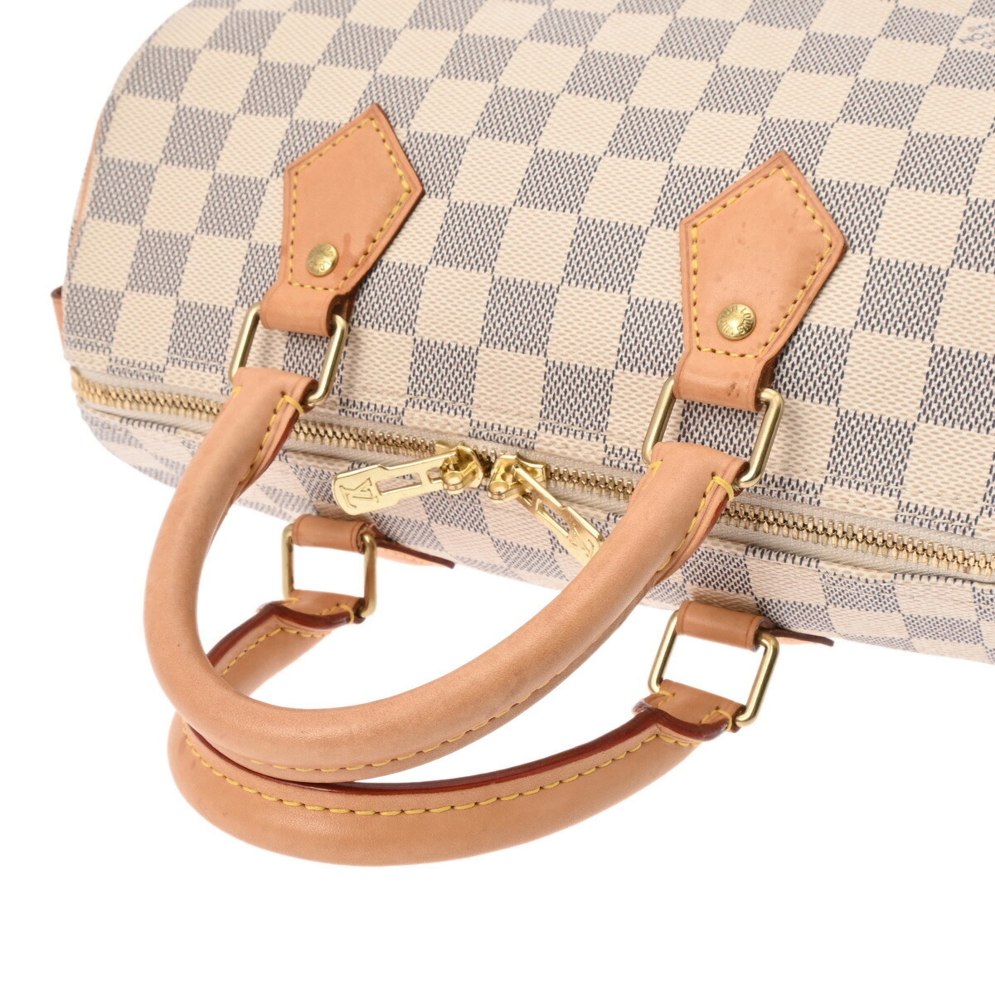 LOUIS VUITTON Damier Azur Speedy Bandouliere 25 White N40608 Women's Canvas Handbag