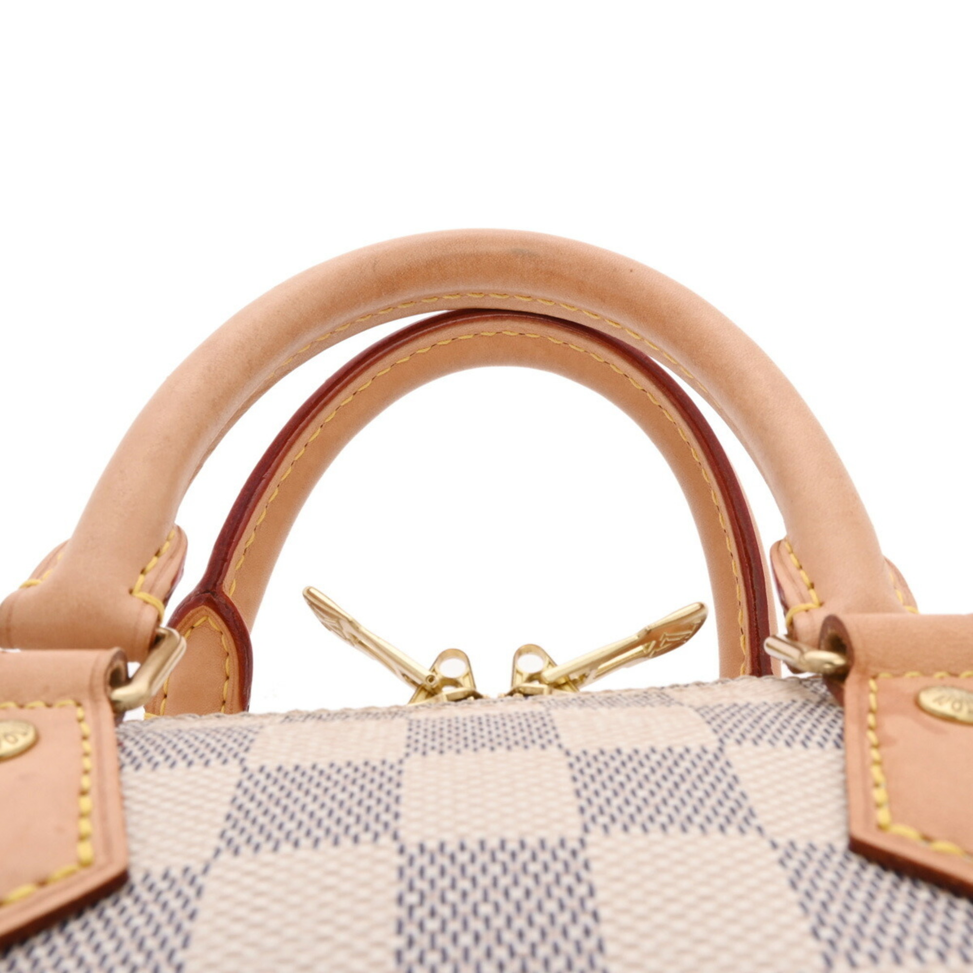 LOUIS VUITTON Damier Azur Speedy Bandouliere 25 White N40608 Women's Canvas Handbag