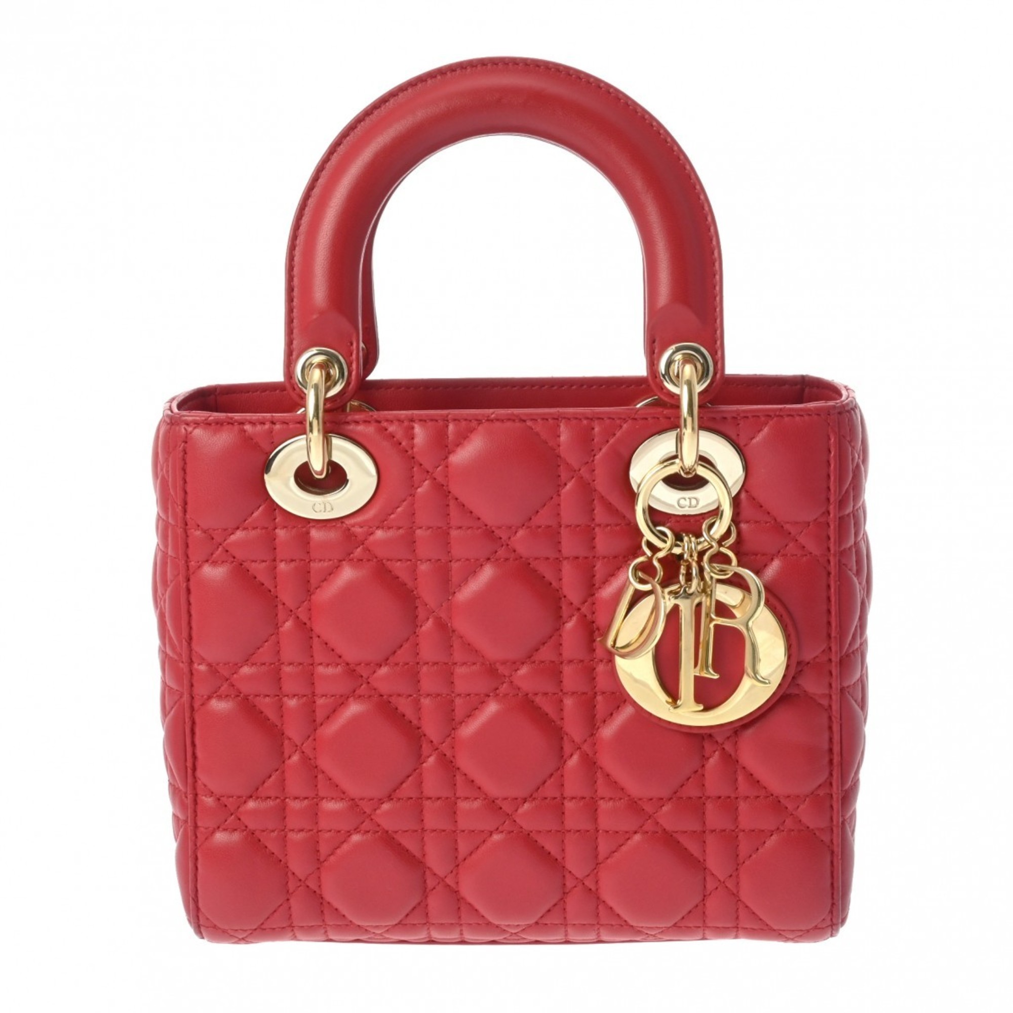 CHRISTIAN DIOR Lady Dior Red M0538ONGE Women's Lambskin Bag