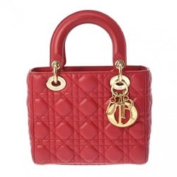 CHRISTIAN DIOR Lady Dior Red M0538ONGE Women's Lambskin Bag