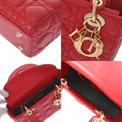 CHRISTIAN DIOR Lady Dior Red M0538ONGE Women's Lambskin Bag