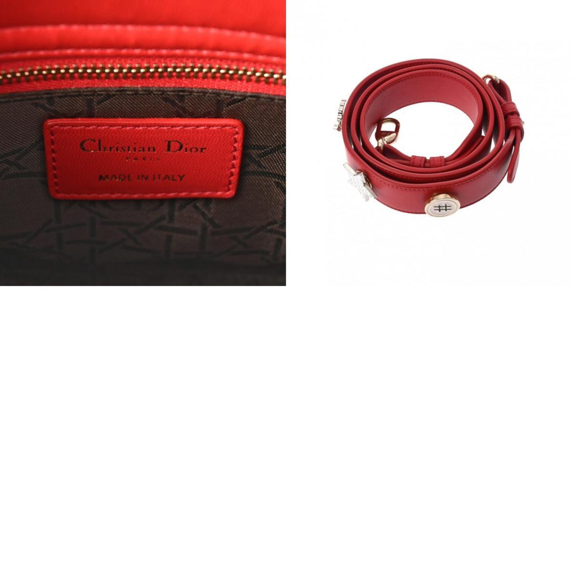 CHRISTIAN DIOR Lady Dior Red M0538ONGE Women's Lambskin Bag