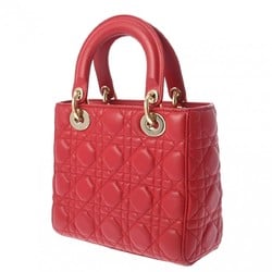 CHRISTIAN DIOR Lady Dior Red M0538ONGE Women's Lambskin Bag