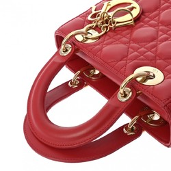 CHRISTIAN DIOR Lady Dior Red M0538ONGE Women's Lambskin Bag