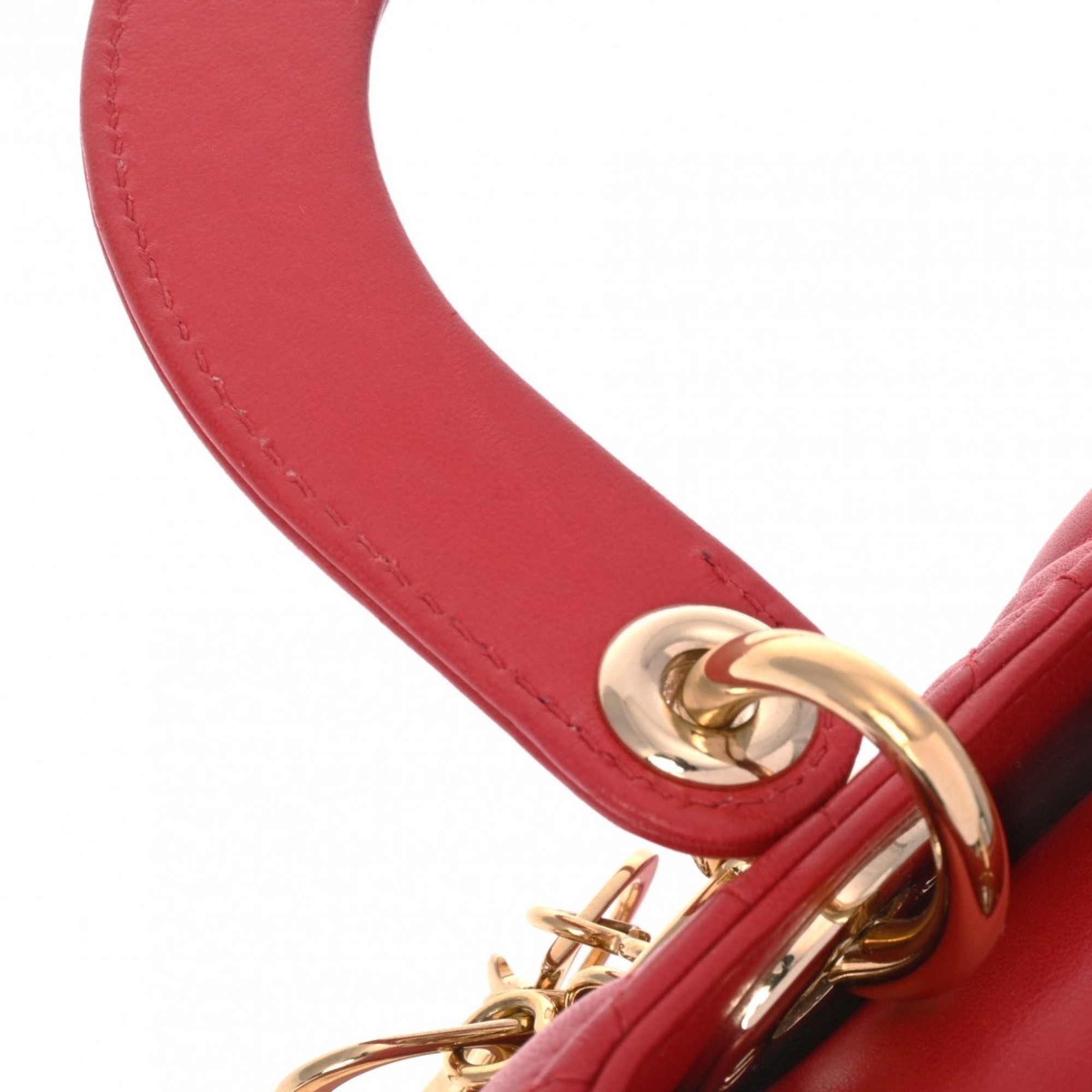 CHRISTIAN DIOR Lady Dior Red M0538ONGE Women's Lambskin Bag