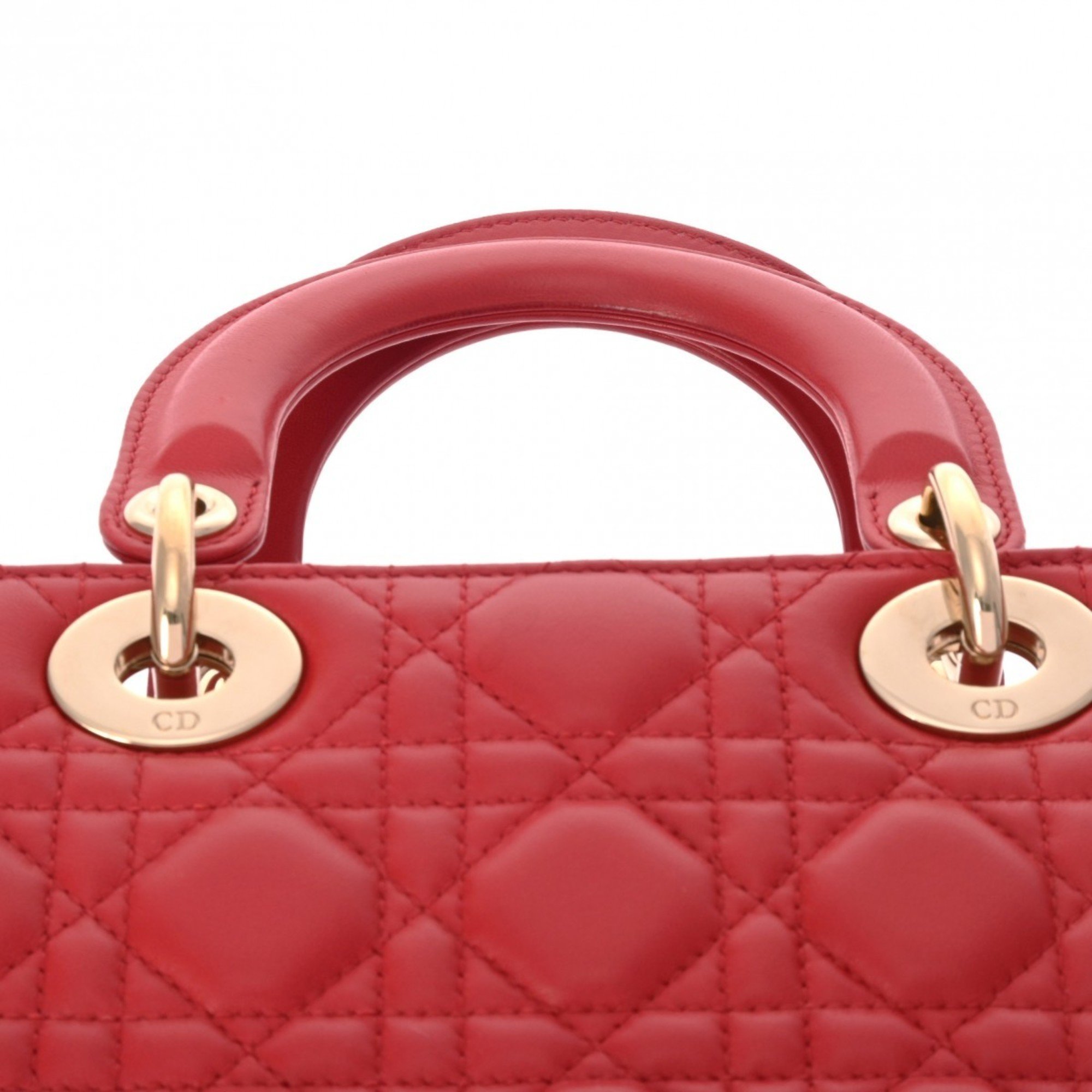 CHRISTIAN DIOR Lady Dior Red M0538ONGE Women's Lambskin Bag