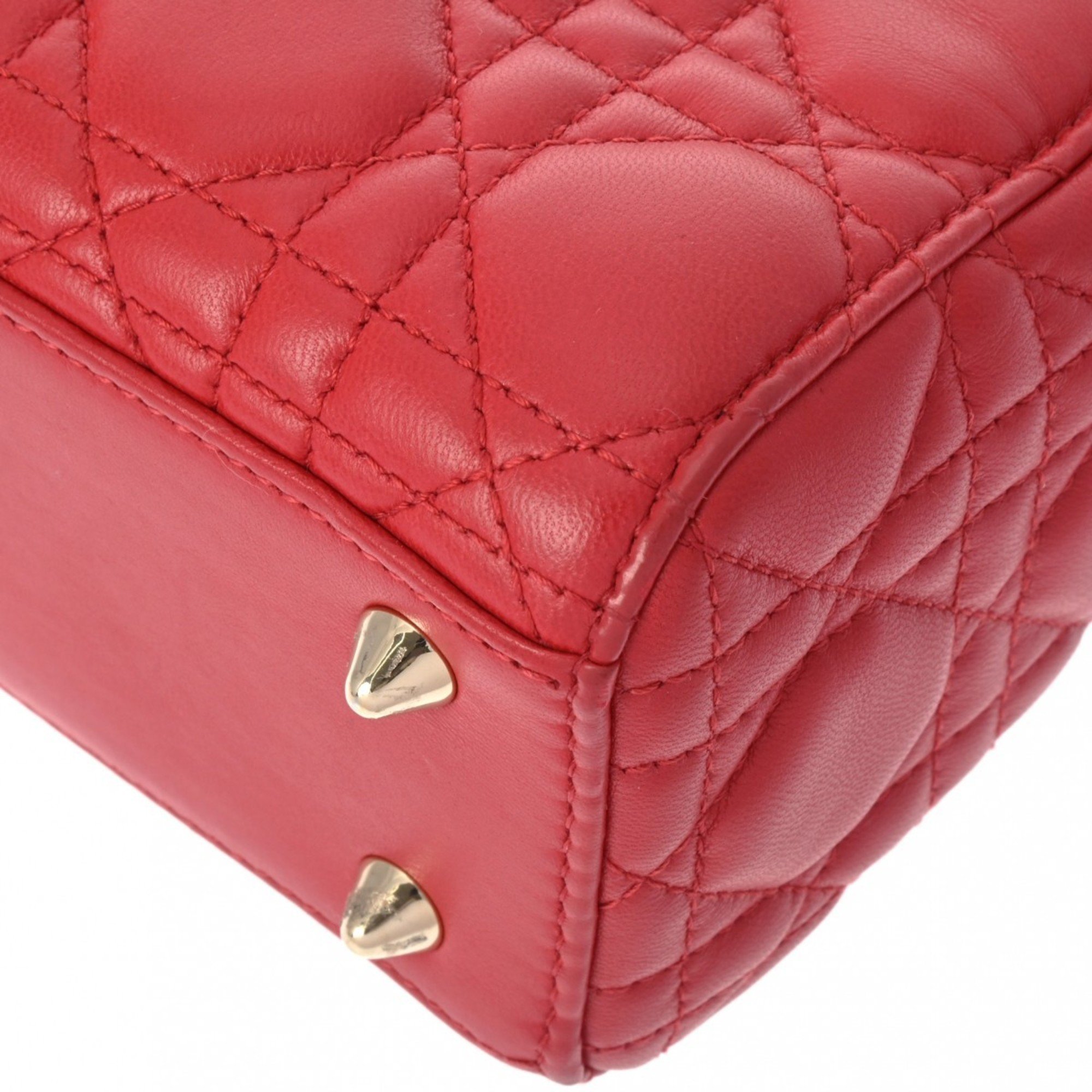 CHRISTIAN DIOR Lady Dior Red M0538ONGE Women's Lambskin Bag