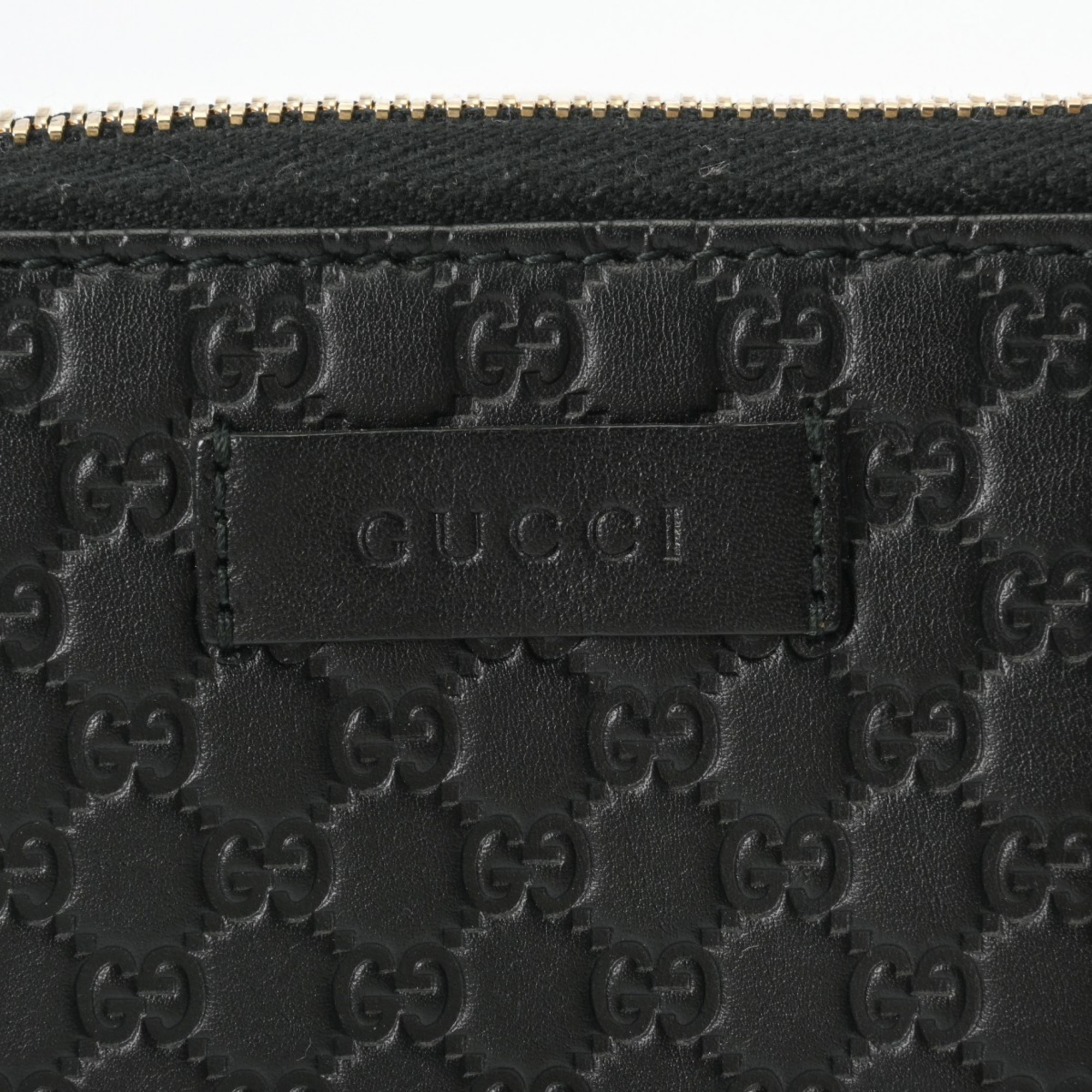 GUCCI Micro Guccissima Round Long Wallet Outlet Black 449391 Men's Leather