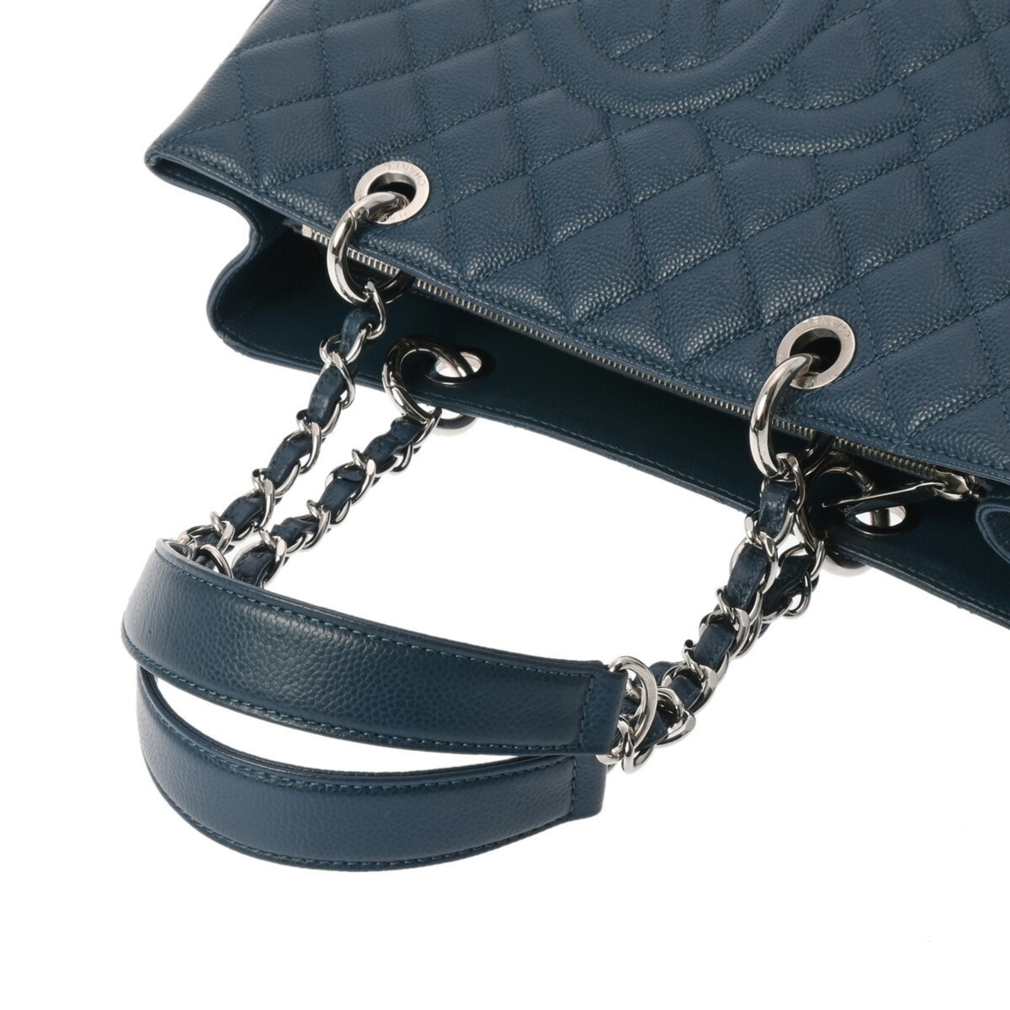 CHANEL GST Grand Tote Blue A50995 Women's Caviar Skin Bag