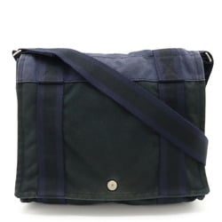 HERMES Hermes Foult Bassus PM Shoulder Bag Bicolor Canvas Navy Blue Black