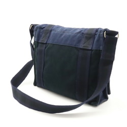 HERMES Hermes Foult Bassus PM Shoulder Bag Bicolor Canvas Navy Blue Black