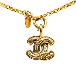 Chanel Matelasse Coco Mark Necklace Gold Plated Women's CHANEL