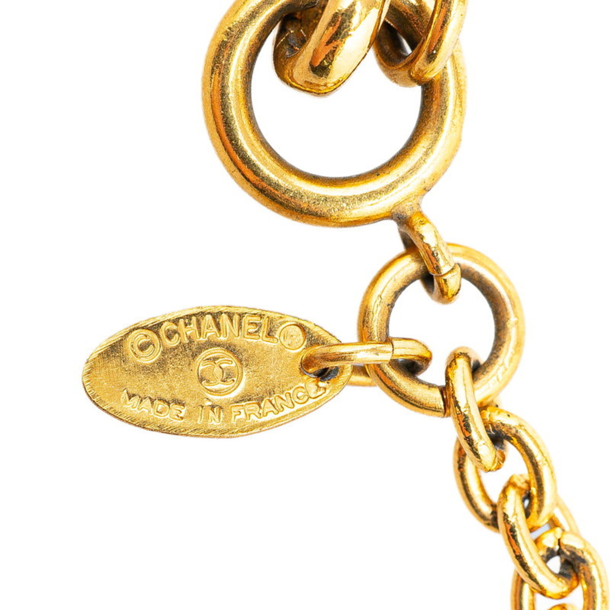 Chanel Matelasse Coco Mark Necklace Gold Plated Women's CHANEL