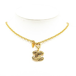 Chanel Matelasse Coco Mark Necklace Gold Plated Women's CHANEL