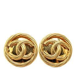 Chanel Coco Mark Mizuhiki Motif Earrings Gold Plated Women's CHANEL