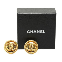 Chanel Coco Mark Mizuhiki Motif Earrings Gold Plated Women's CHANEL