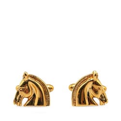 Hermes Cheval Horse Head Cufflinks Gold Plated Women's HERMES