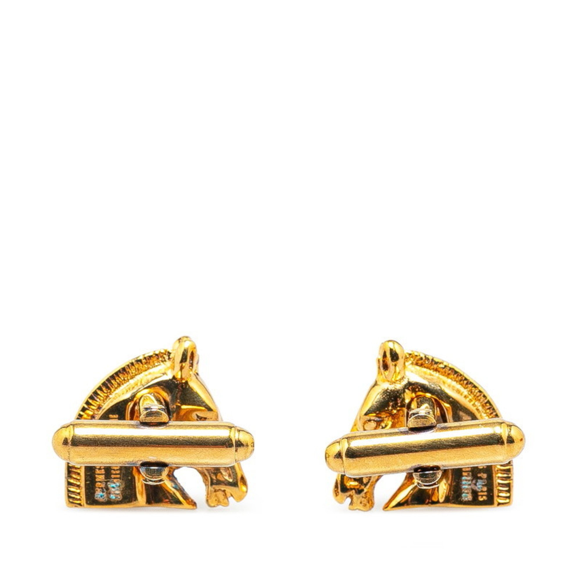 Hermes Cheval Horse Head Cufflinks Gold Plated Women's HERMES