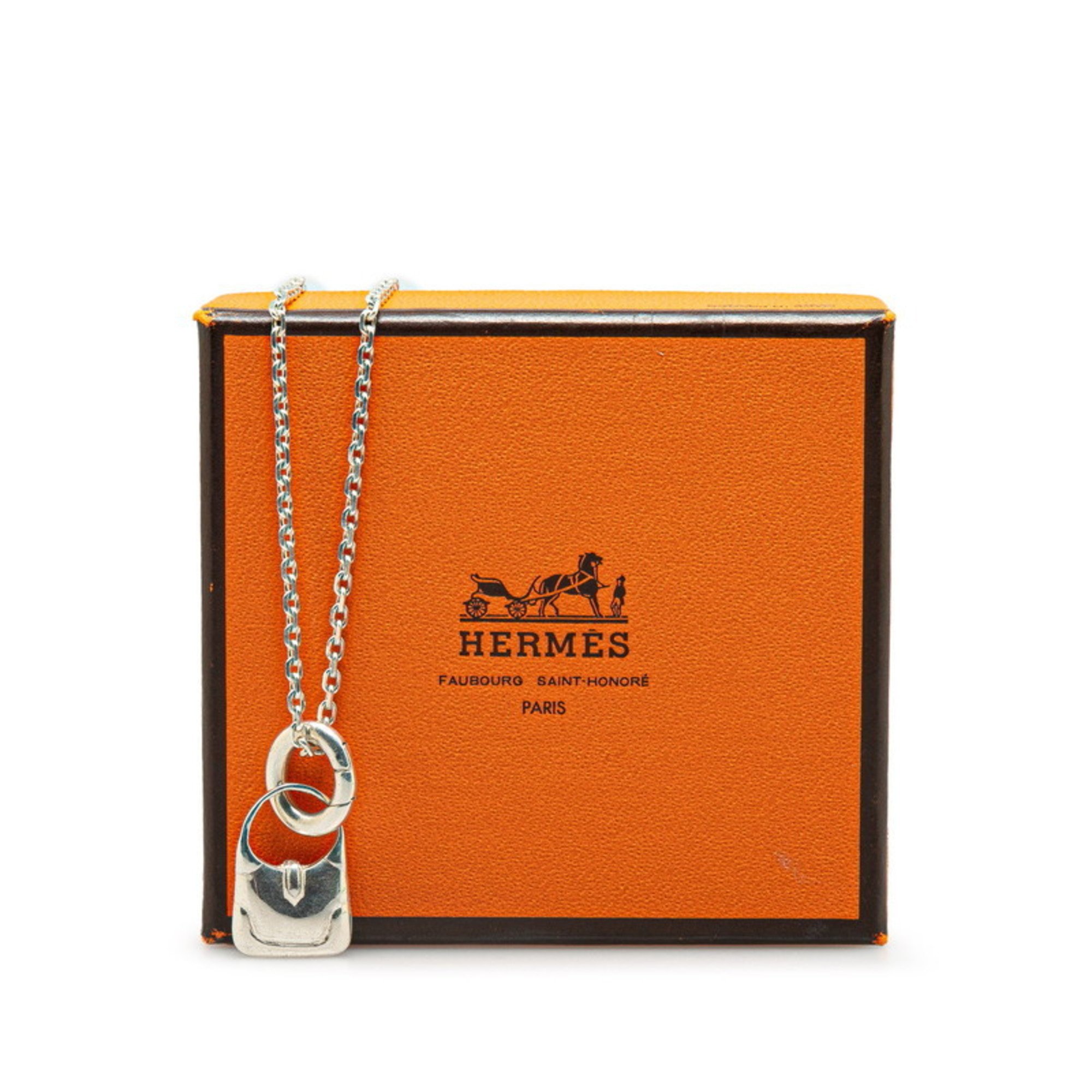 Hermes Trim Necklace Silver SV925 Women's HERMES