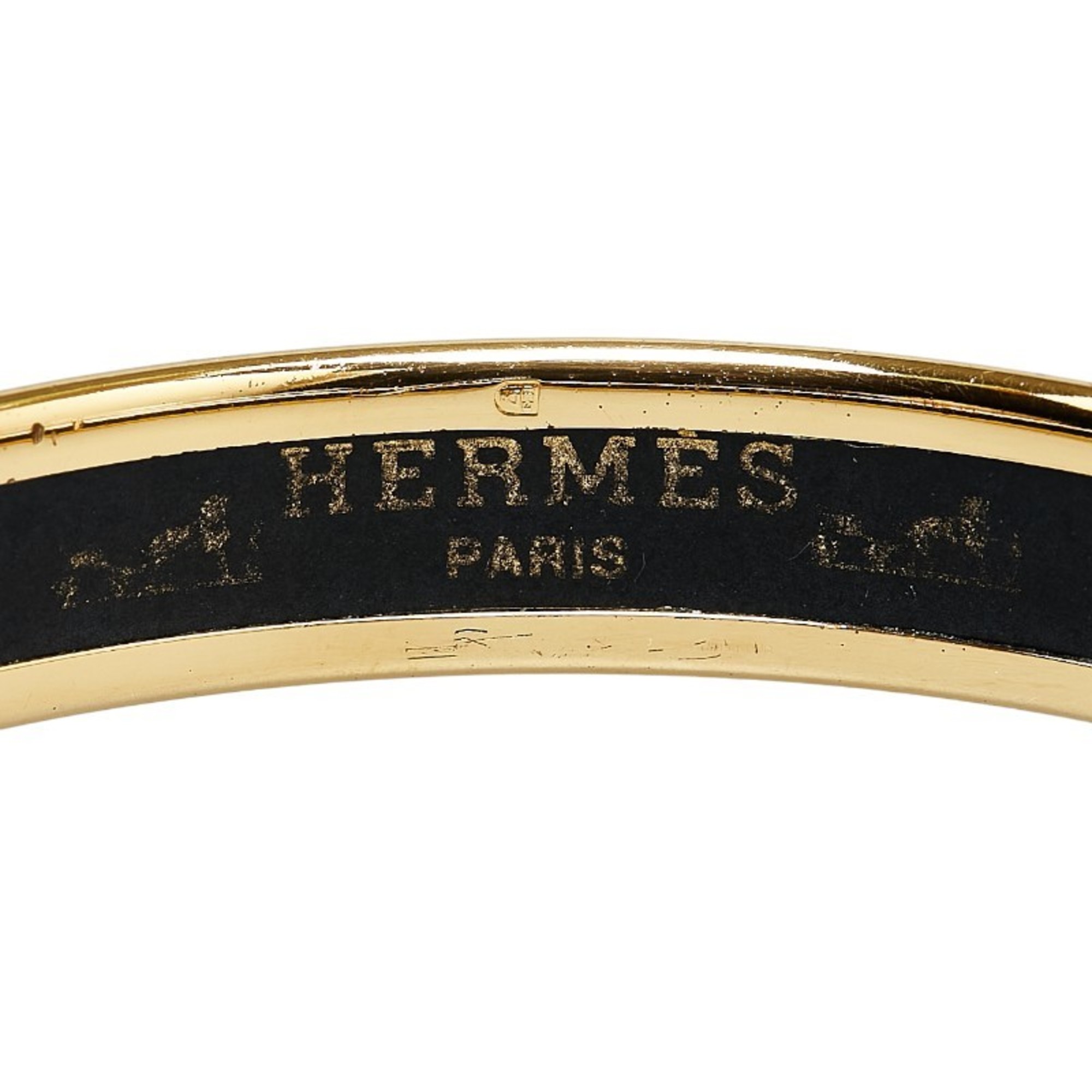 Hermes Enamel PM Horse Horseshoe Cloisonne Bangle Purple Gold Plated Women's HERMES