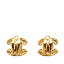 Chanel Matelasse Coco Mark Earrings Gold Plated Women's CHANEL