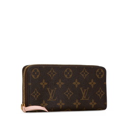 Louis Vuitton Monogram Portefeuille Clemence Round Long Wallet M61298 Brown Rose Ballerine Pink PVC Leather Women's LOUIS VUITTON