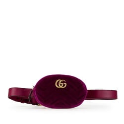 Gucci GG Marmont Quilted Body Bag Waist 476434 Purple Leather Women's GUCCI