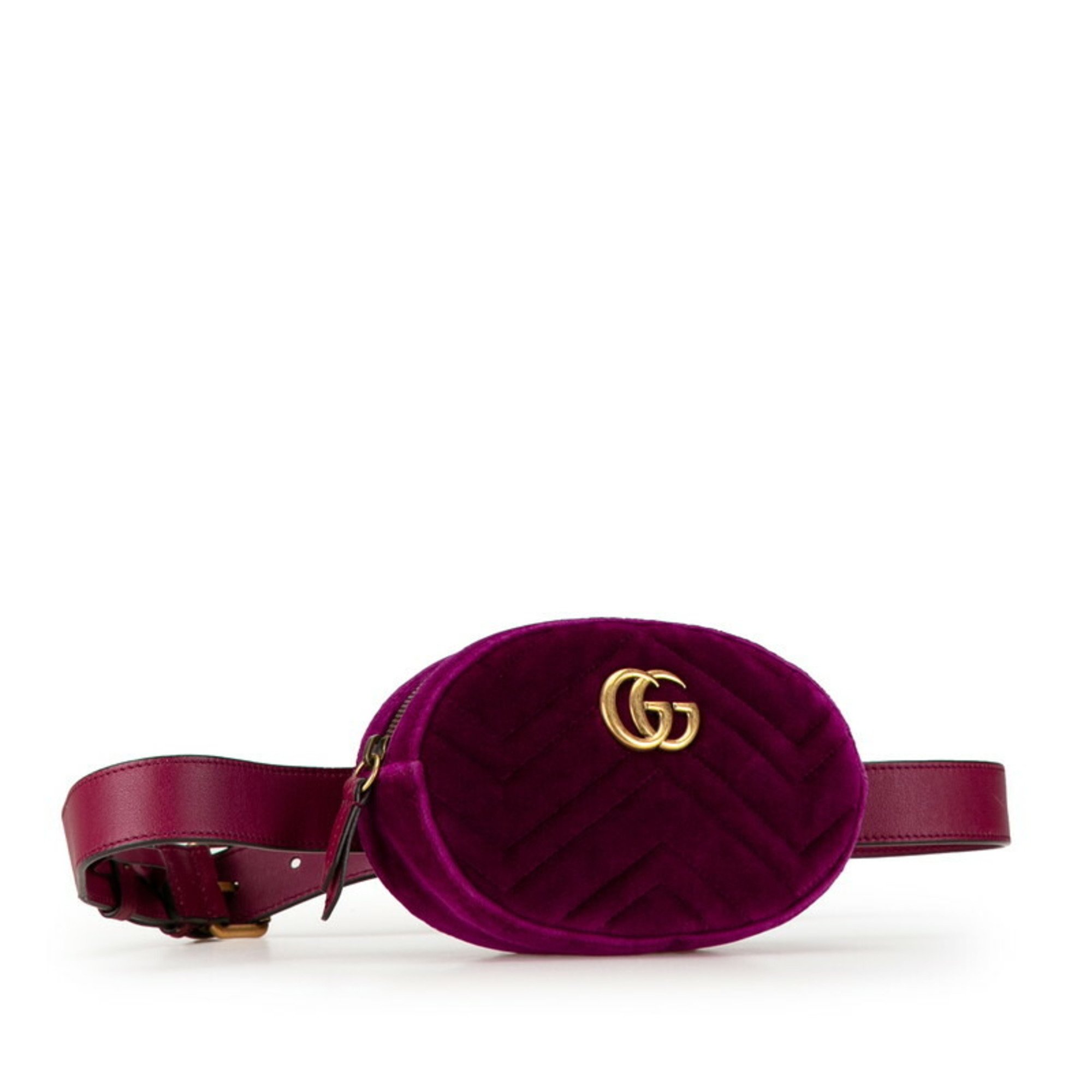 Gucci GG Marmont Quilted Body Bag Waist 476434 Purple Leather Women's GUCCI