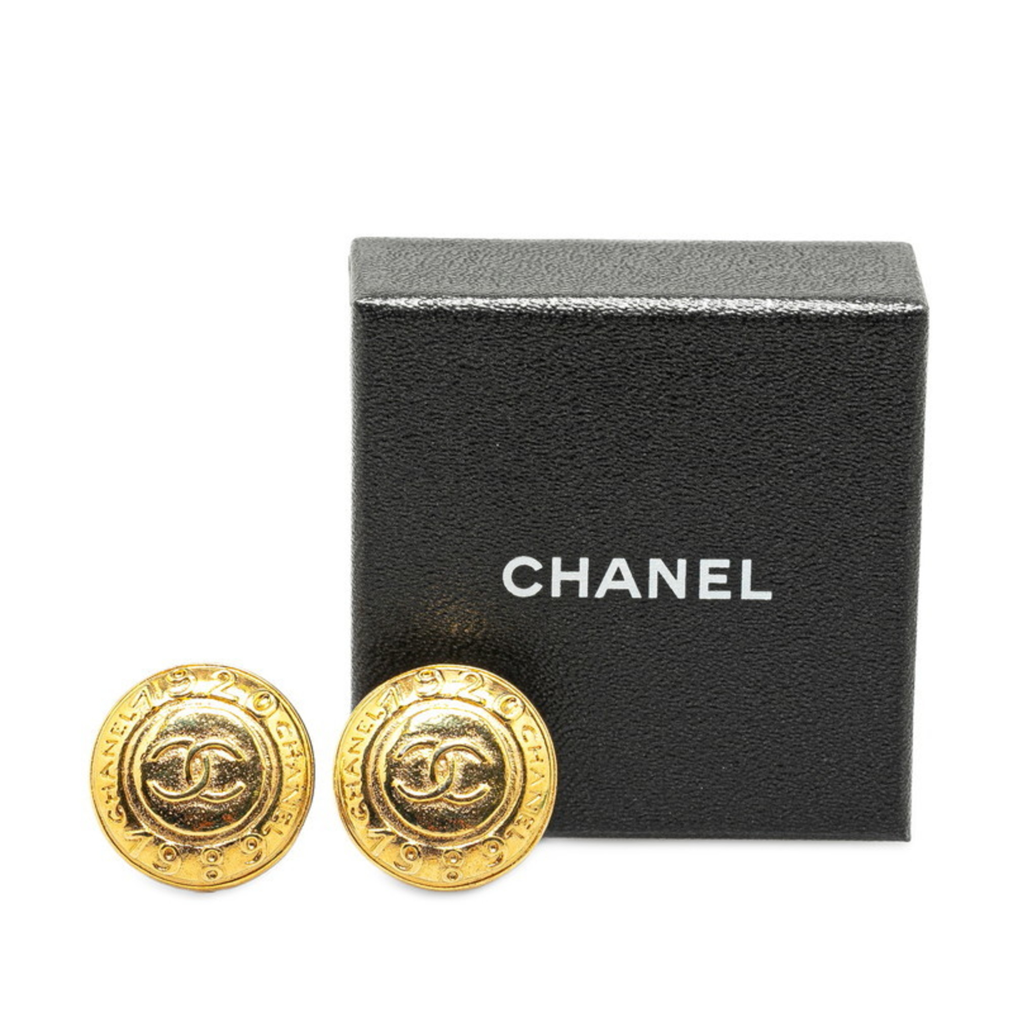 Chanel Coco Mark 1920&1989 Earrings Gold Plated Women's CHANEL