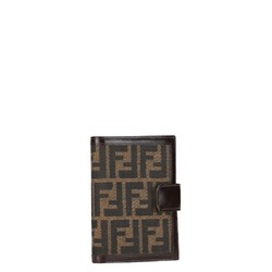 FENDI ZUCCA Agenda PM Notebook Brown Canvas Leather Women's