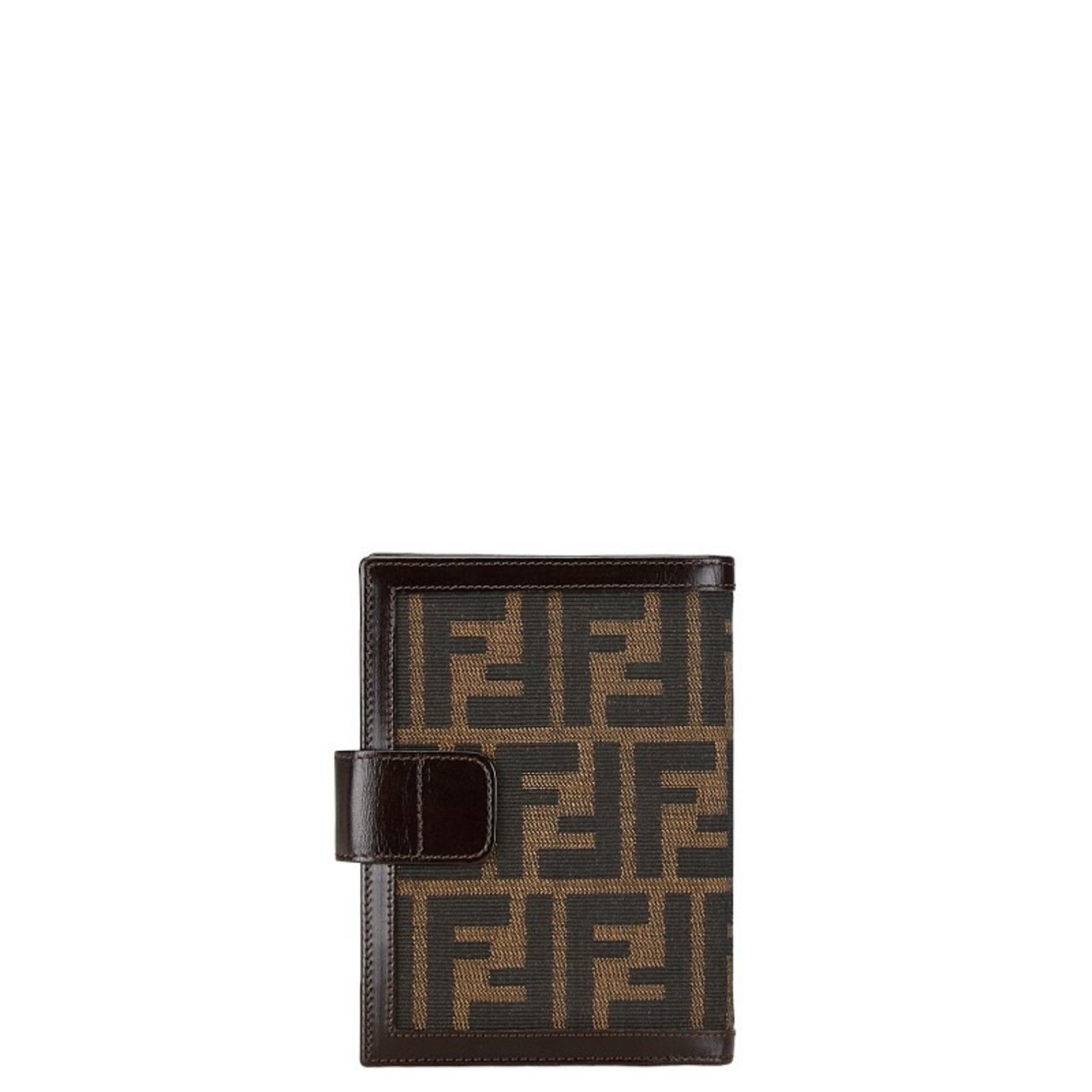 FENDI ZUCCA Agenda PM Notebook Brown Canvas Leather Women's