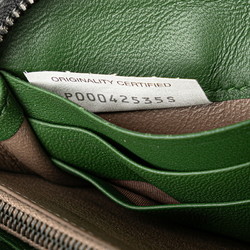 Bottega Veneta Intrecciato Round Long Wallet Black Green Leather Women's BOTTEGAVENETA