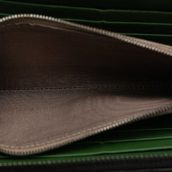 Bottega Veneta Intrecciato Round Long Wallet Black Green Leather Women's BOTTEGAVENETA