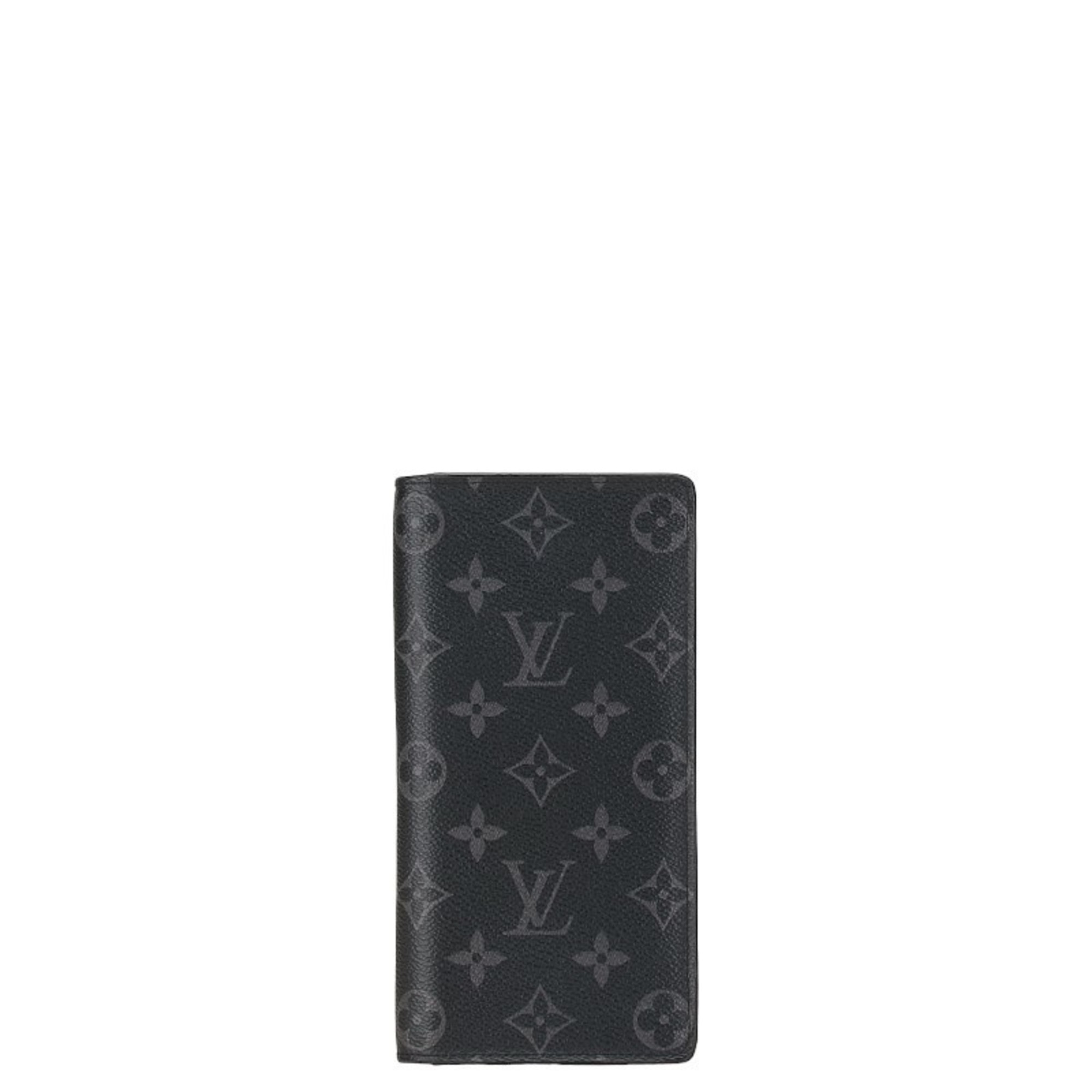 Louis Vuitton Monogram Eclipse Portefeuille Brazza Long Wallet M61697 Grey PVC Leather Men's LOUIS VUITTON