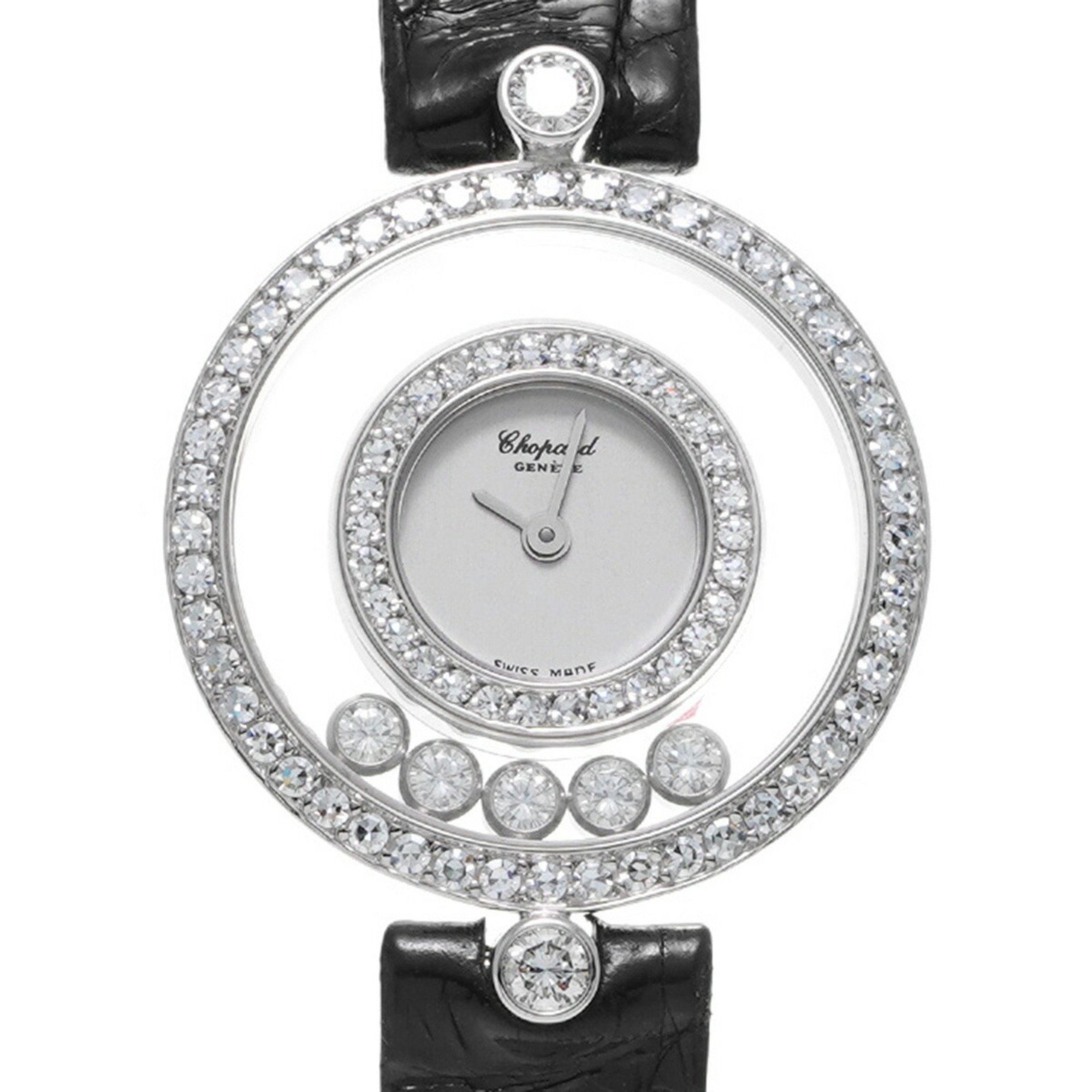 CHOPARD Happy Diamonds Double Bezel/Lug 5P 20/3957 Women's WG/Leather Wristwatch Quartz